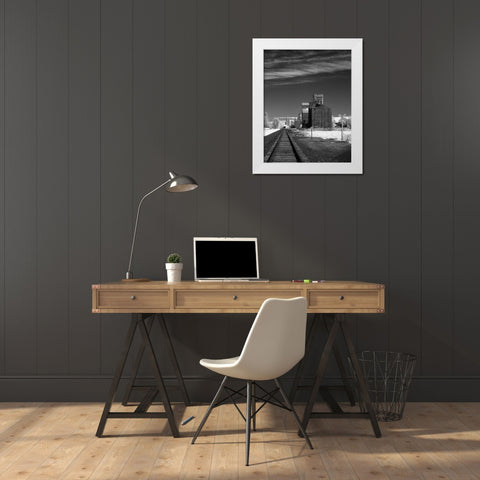 Railroad Grain Storage White Modern Wood Framed Art Print by Johnson, George