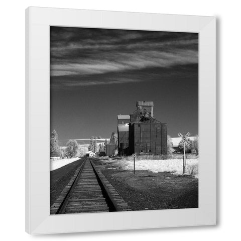 Railroad Grain Storage White Modern Wood Framed Art Print by Johnson, George