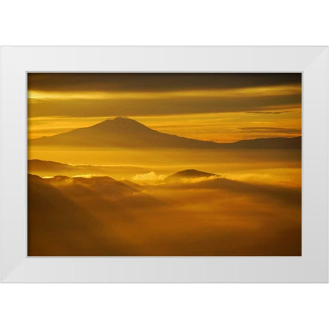 Rainier Sunset II White Modern Wood Framed Art Print by Kidd, Brian