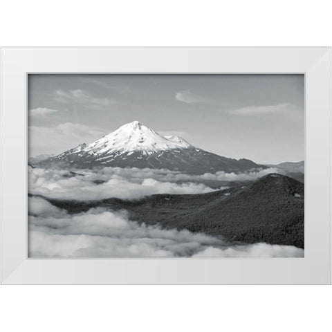 BW Mt. Shasta White Modern Wood Framed Art Print by Kidd, Brian