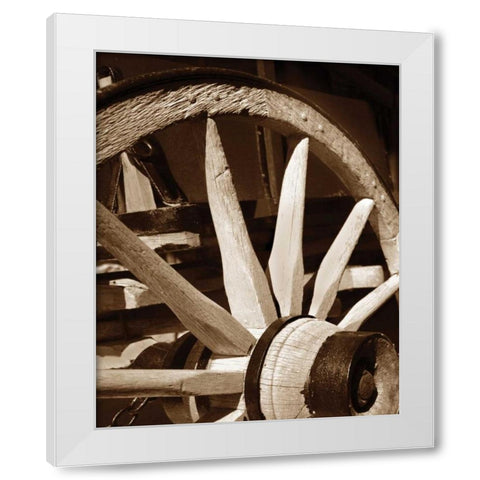 Wagon Wheel III White Modern Wood Framed Art Print by Larson, Scott