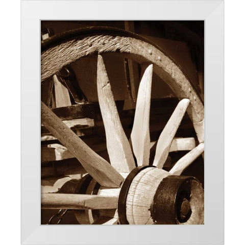 Wagon Wheel III White Modern Wood Framed Art Print by Larson, Scott