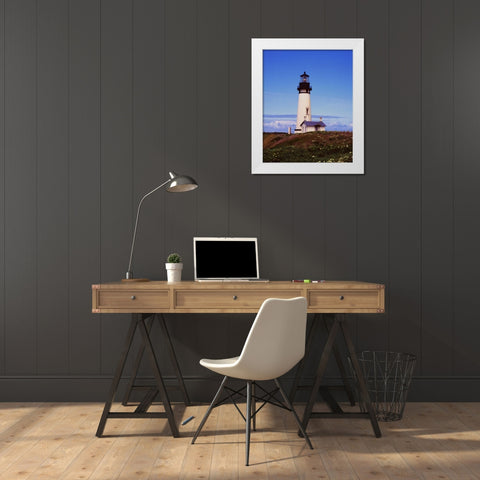 Newport Lighthouse White Modern Wood Framed Art Print by Leahy, Ike