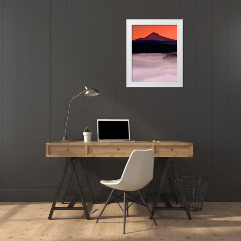 Mt. Hood XX White Modern Wood Framed Art Print by Leahy, Ike