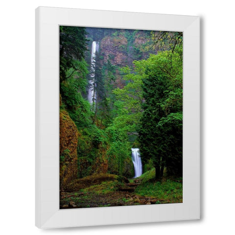 Multnomah Falls Spring White Modern Wood Framed Art Print by Leahy, Ike
