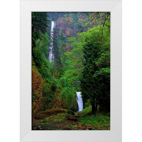 Multnomah Falls Spring White Modern Wood Framed Art Print by Leahy, Ike