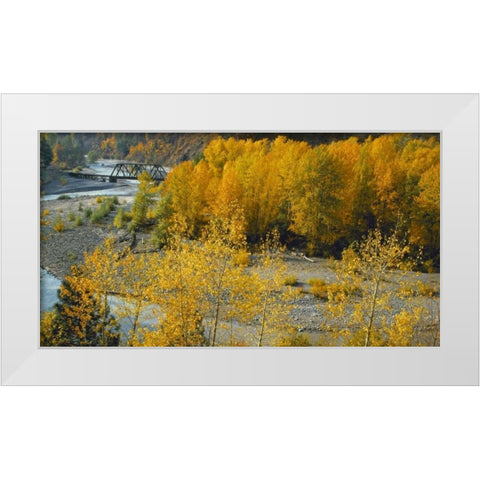 Hood River RR Bridge White Modern Wood Framed Art Print by Leahy, Ike