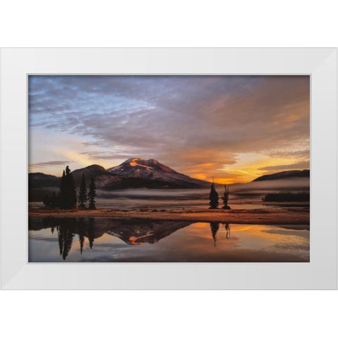 October Sunrise White Modern Wood Framed Art Print by Leahy, Ike