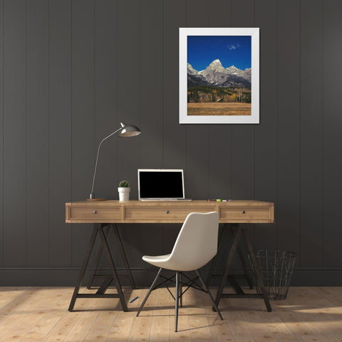 Cabin and Grand Teton White Modern Wood Framed Art Print by Leahy, Ike