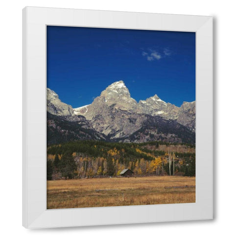 Cabin and Grand Teton White Modern Wood Framed Art Print by Leahy, Ike