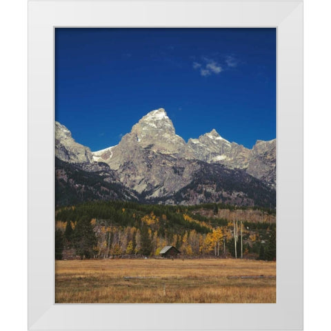 Cabin and Grand Teton White Modern Wood Framed Art Print by Leahy, Ike