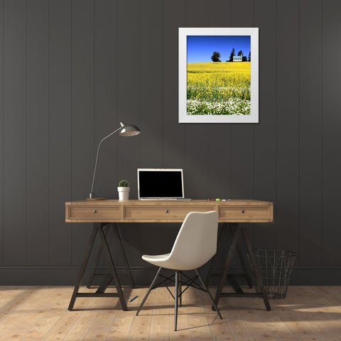 Idaho Church White Modern Wood Framed Art Print by Leahy, Ike