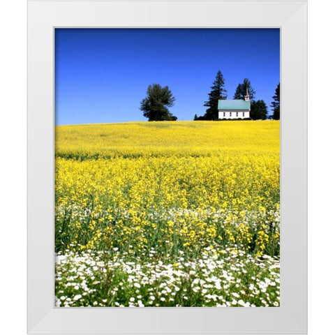 Idaho Church White Modern Wood Framed Art Print by Leahy, Ike