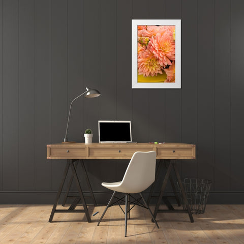 Peach Dalhia IV White Modern Wood Framed Art Print by Love, Maureen