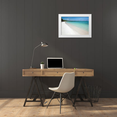 Winding Bay Beach I White Modern Wood Framed Art Print by Malvin, Larry