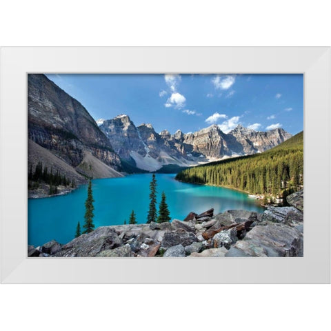 Moraine Lake II White Modern Wood Framed Art Print by Malvin, Larry