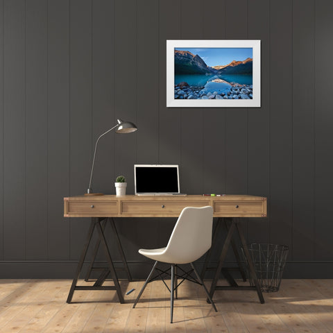 Lake Louise Dawn II White Modern Wood Framed Art Print by Malvin, Larry