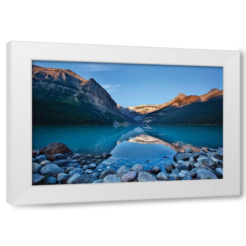 Lake Louise Dawn II White Modern Wood Framed Art Print by Malvin, Larry