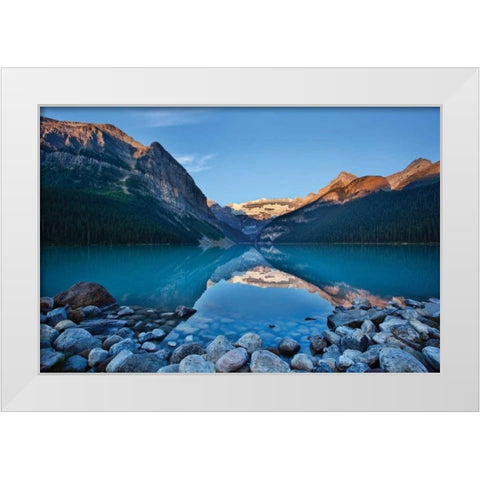 Lake Louise Dawn II White Modern Wood Framed Art Print by Malvin, Larry