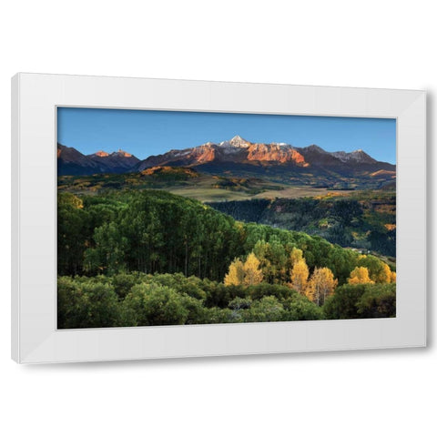 Wilson Peak Yellow Aspen Hills White Modern Wood Framed Art Print by Malvin, Larry