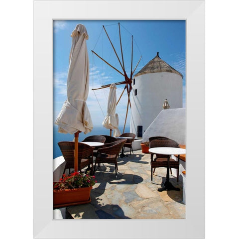 Restaurant Deck Windmill White Modern Wood Framed Art Print by Malvin, Larry