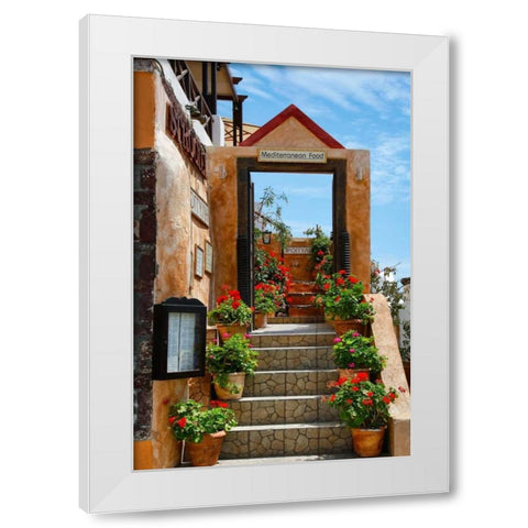 Restaurant in Greece I White Modern Wood Framed Art Print by Malvin, Larry
