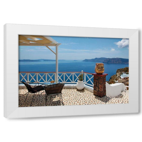 Filotera Villa Deck View White Modern Wood Framed Art Print by Malvin, Larry