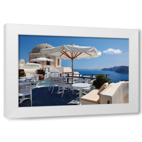 Restaurant in Greece II White Modern Wood Framed Art Print by Malvin, Larry