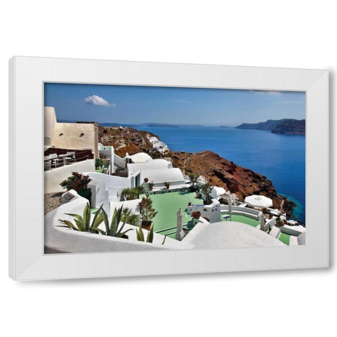 Green Terrace Caldera View White Modern Wood Framed Art Print by Malvin, Larry