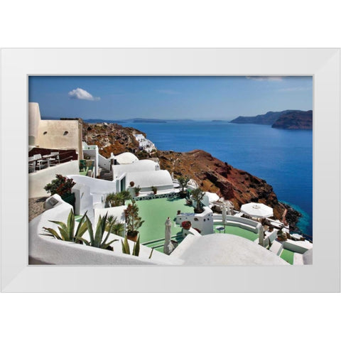 Green Terrace Caldera View White Modern Wood Framed Art Print by Malvin, Larry