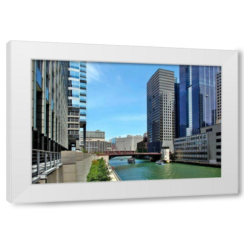 Arch Tour Boats White Modern Wood Framed Art Print by Malvin, Larry