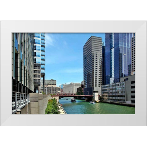 Arch Tour Boats White Modern Wood Framed Art Print by Malvin, Larry