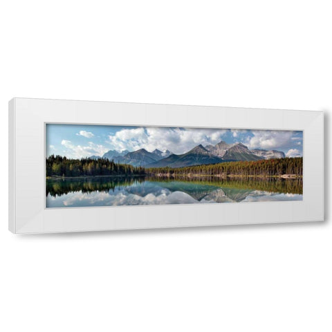 Herbert Lake Panorama White Modern Wood Framed Art Print by Malvin, Larry