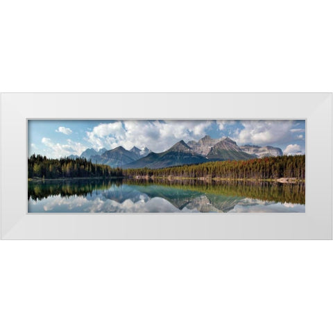 Herbert Lake Panorama White Modern Wood Framed Art Print by Malvin, Larry