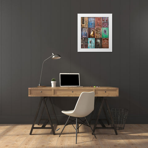 On the Door III White Modern Wood Framed Art Print by Mahan, Kathy