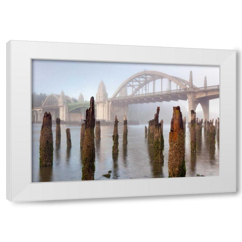 Suslaw River Bridge III White Modern Wood Framed Art Print by Mahan, Kathy
