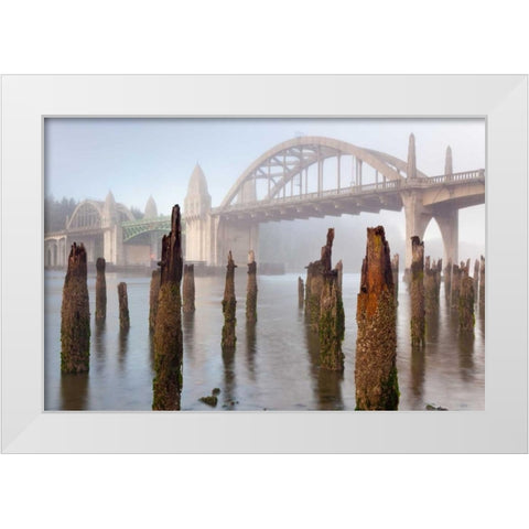 Suslaw River Bridge III White Modern Wood Framed Art Print by Mahan, Kathy