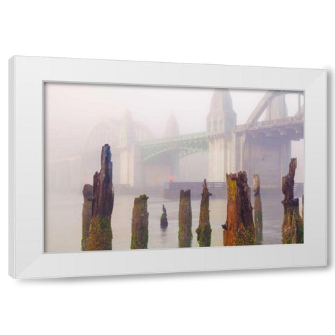 Suslaw River Bridge IV White Modern Wood Framed Art Print by Mahan, Kathy