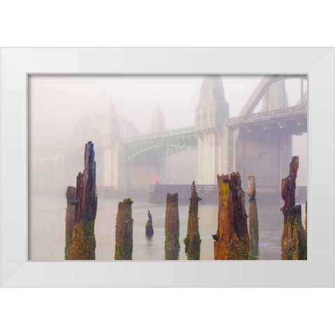 Suslaw River Bridge IV White Modern Wood Framed Art Print by Mahan, Kathy