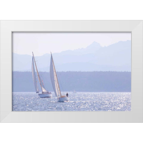 Port Townsend Boats I White Modern Wood Framed Art Print by Mahan, Kathy