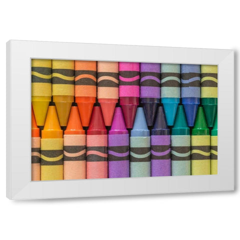 Crayons of a Rainbow I White Modern Wood Framed Art Print by Mahan, Kathy
