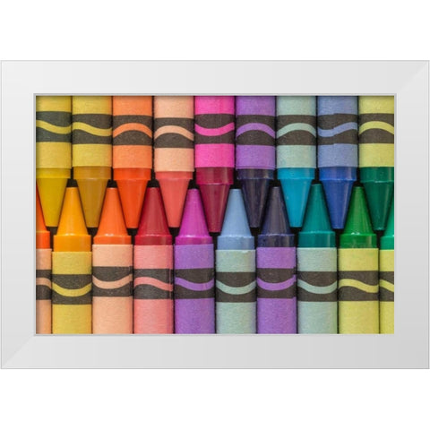 Crayons of a Rainbow I White Modern Wood Framed Art Print by Mahan, Kathy
