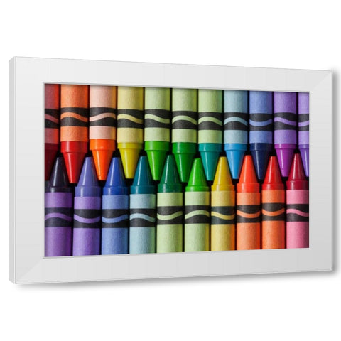 Crayons of a Rainbow II White Modern Wood Framed Art Print by Mahan, Kathy