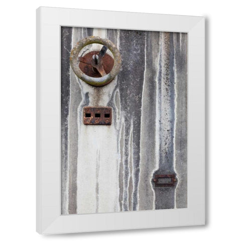 Old Electrical Panel I White Modern Wood Framed Art Print by Mahan, Kathy