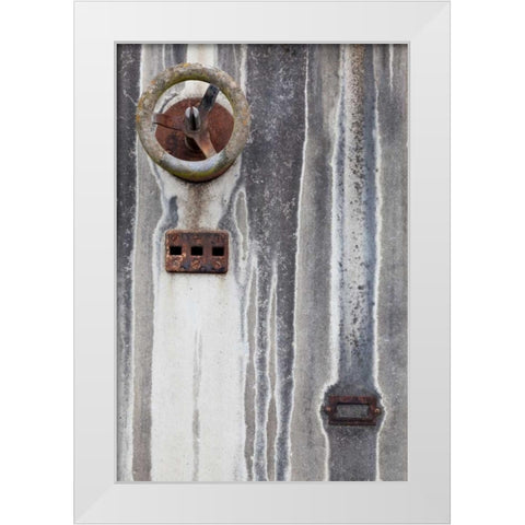 Old Electrical Panel I White Modern Wood Framed Art Print by Mahan, Kathy