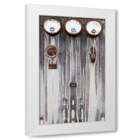 Old Electrical Panel II White Modern Wood Framed Art Print by Mahan, Kathy