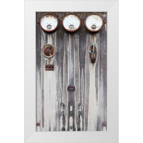 Old Electrical Panel II White Modern Wood Framed Art Print by Mahan, Kathy