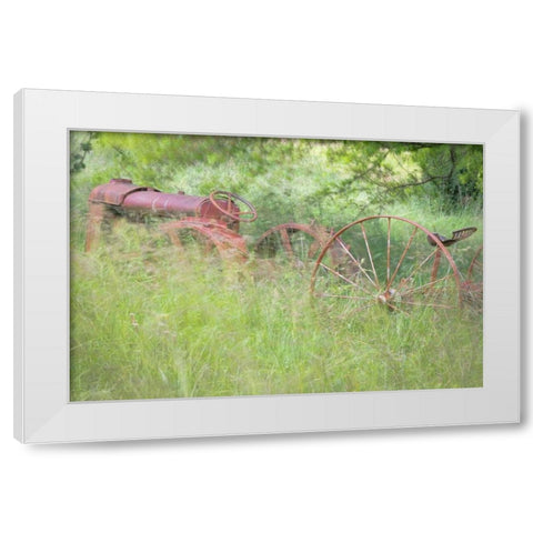 Old Tractor II White Modern Wood Framed Art Print by Mahan, Kathy