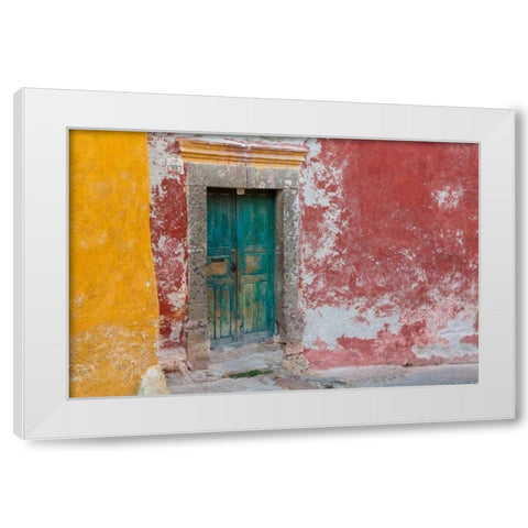 Colorful Door White Modern Wood Framed Art Print by Mahan, Kathy