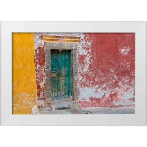 Colorful Door White Modern Wood Framed Art Print by Mahan, Kathy